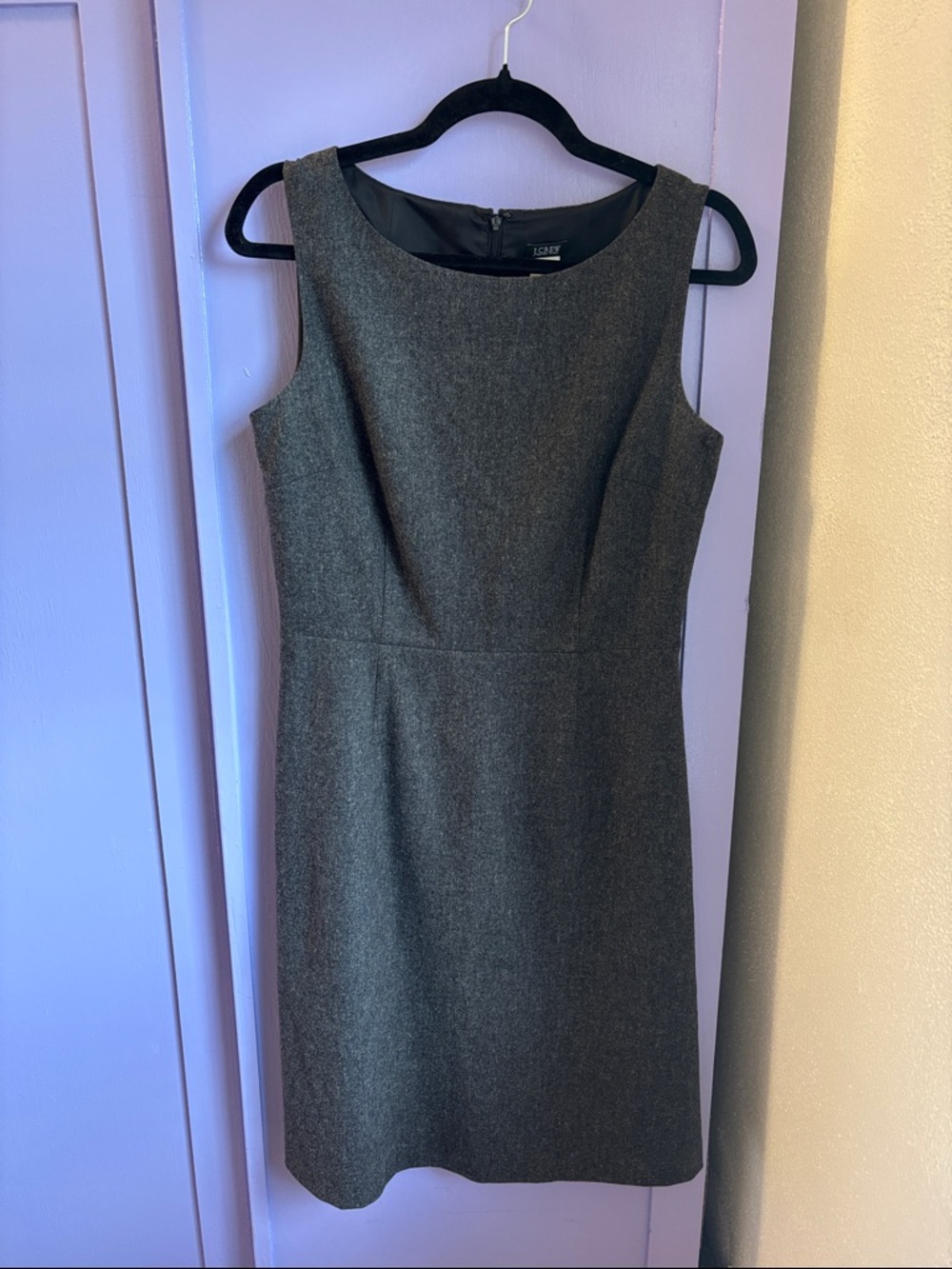 J. Crew Charcoal Gray Sheath Dress Sleeveless Wool blend knee length Y2K Grey
